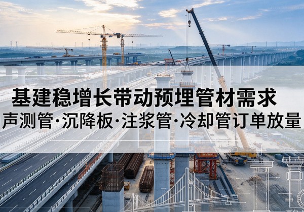 红岗基建稳增长带动预埋监测管材需求，声测管、沉降板、注浆管订单持续放量